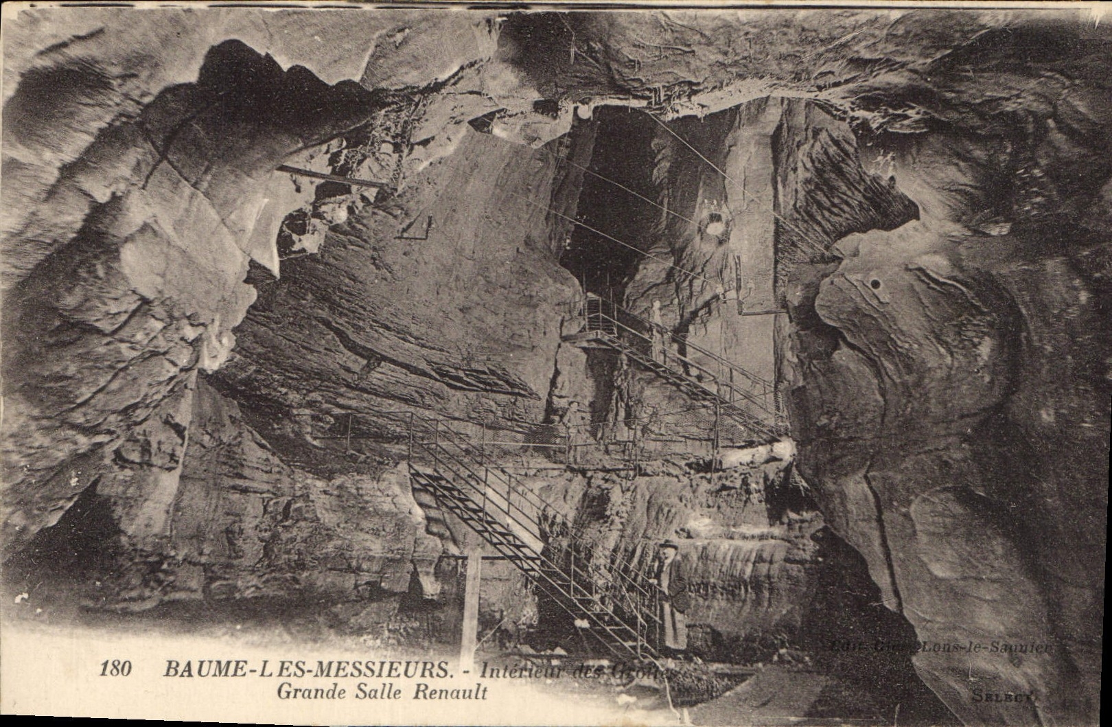 Baume-les-Messieurs — Intérieur des Grottes, Grande Salle Renault — Éditeur G. Lons-le-Sauteur, n° 180