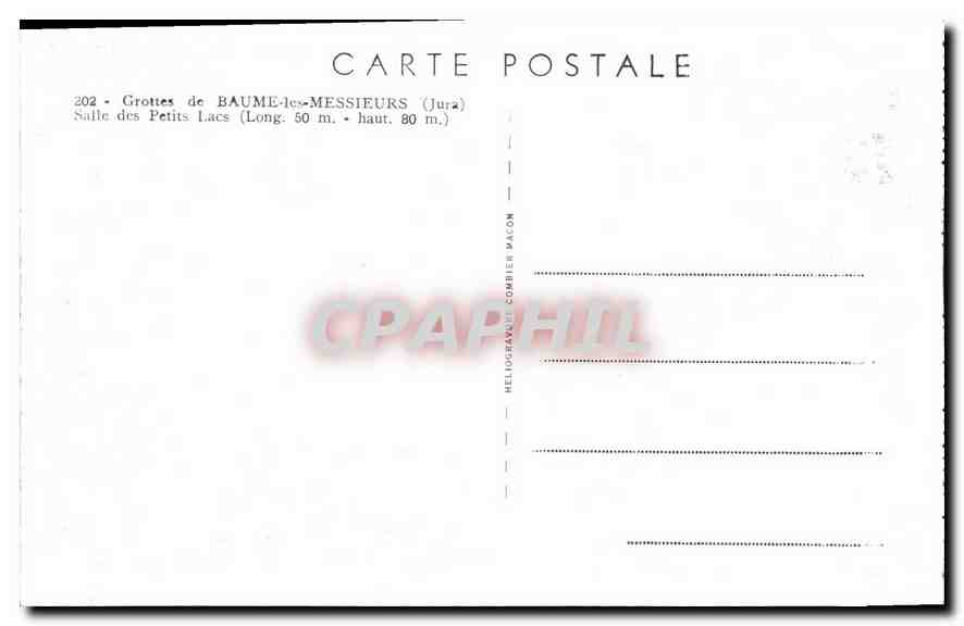 Grottes de Baume-les-Messieurs — Salle des Petits Lacs — HélioGravure Wagon — Reverso