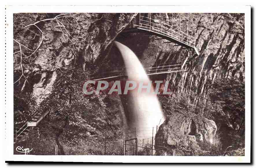 Cascades et passerelle d'entrée des grottes — Baume-les-Messieurs (Jura) — Melin Gravure, Macon, n°201