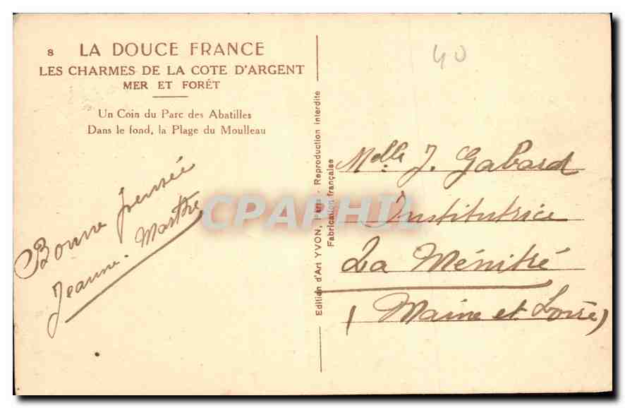 CPA Les Charmes de la Cote d'Argent Mer et foret  — Rückseite