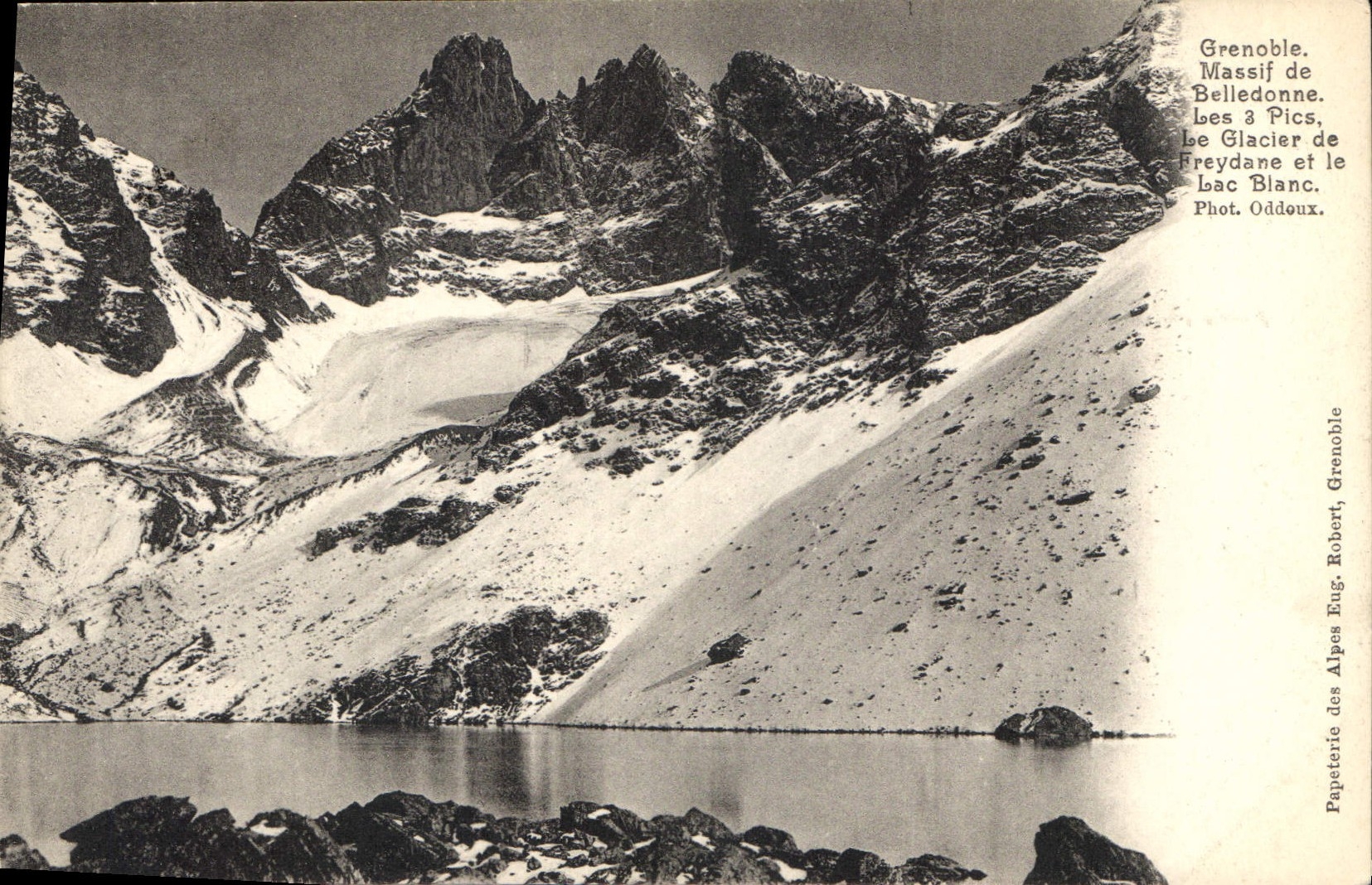 Grenoble. Massif de Belledonne. Les 3 Pics, le Glacier de Freydane et le Lac Blanc — Papeterie des Alpes, Grenoble