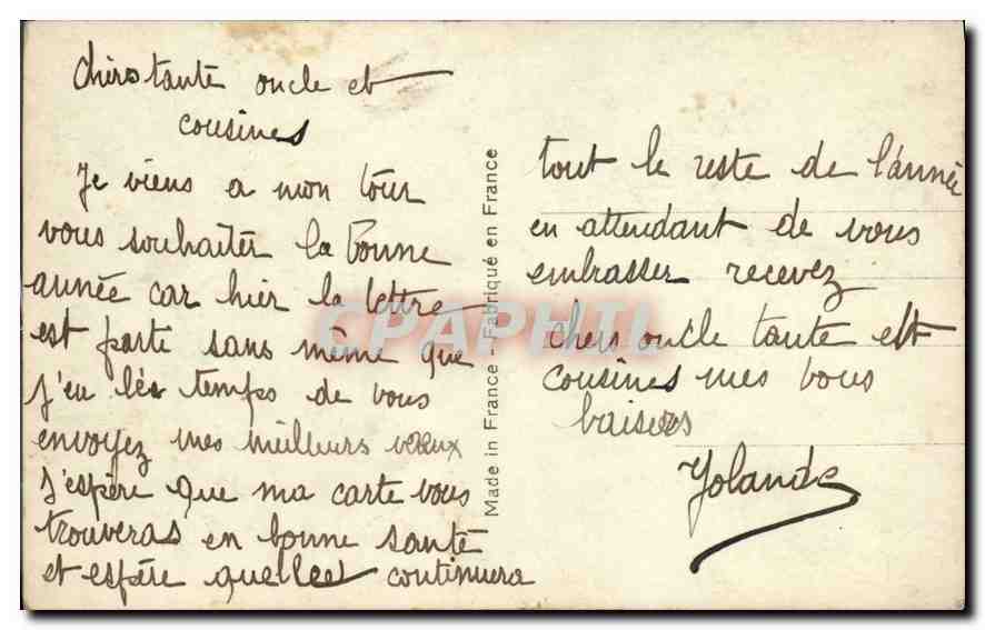 CPA Femme — Rückseite