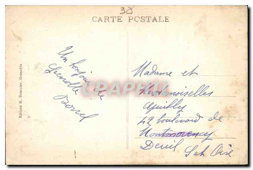 CPA Grenoble vue Generale et le Moncharotte vue prise de Ste Marie d'enhaut  — Rückseite