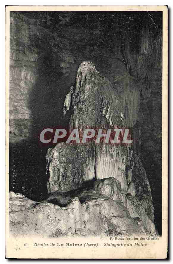 Grottes de La Balme (Isère) — Stalagmite du Moine — F. Roux fermier des Grottes