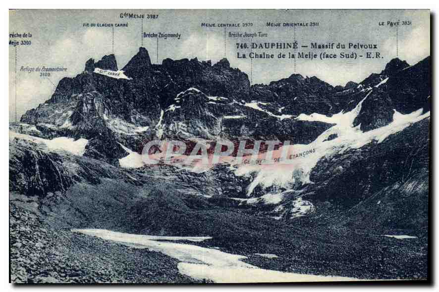 La Chaîne de la Meije (South Face) — Massif du Pelvoux — E.R. — Publisher E.R. No. 740