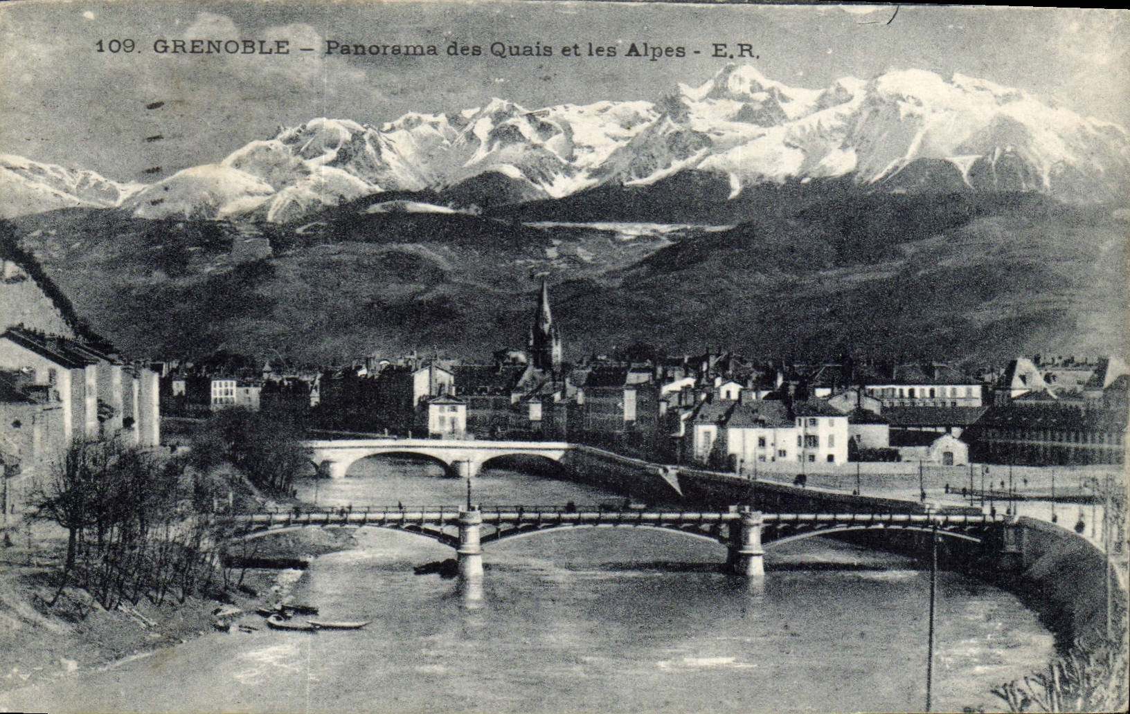 Grenoble — Panorama des Quais et les Alpes — E.R. n°109