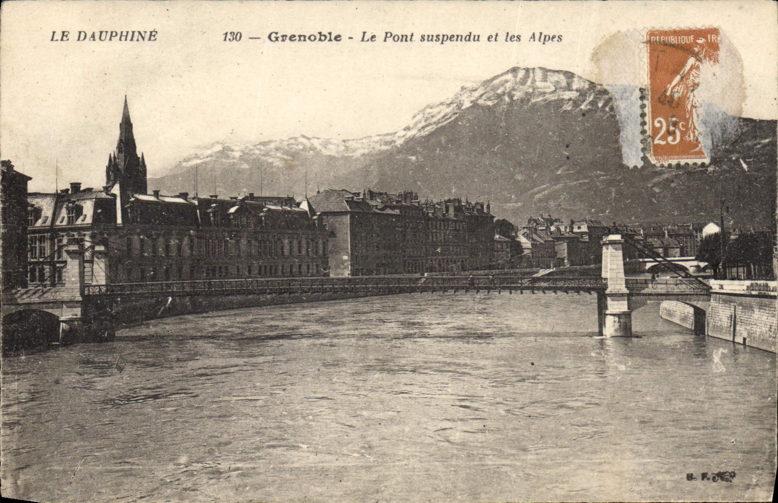Grenoble - Le Pont suspendu et les Alpes — LE DAUPHINÉ, n°130