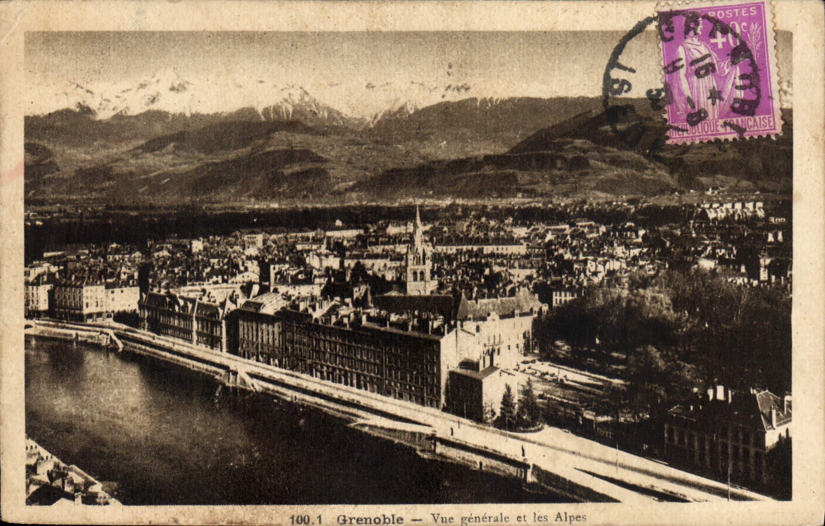 Grenoble — Vue générale et les Alpes — éditeur inconnu, n° de série 100.1