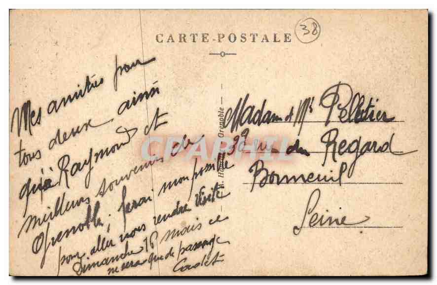 Grenoble — Vue générale et les Alpes — éditeur inconnu, n° de série 100.1 — Verso