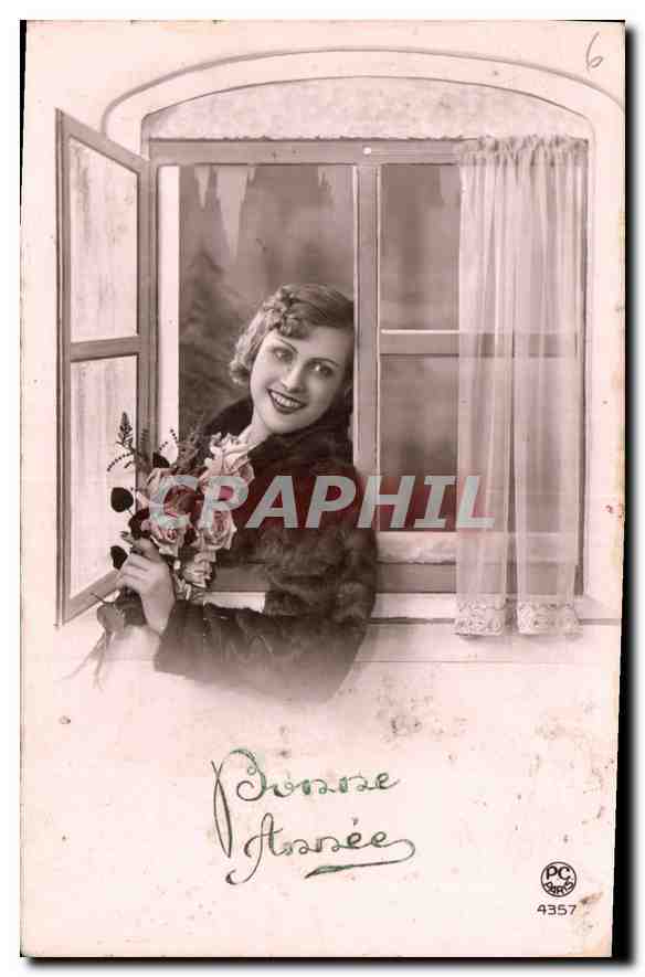 CPA Bonne Annee Femme