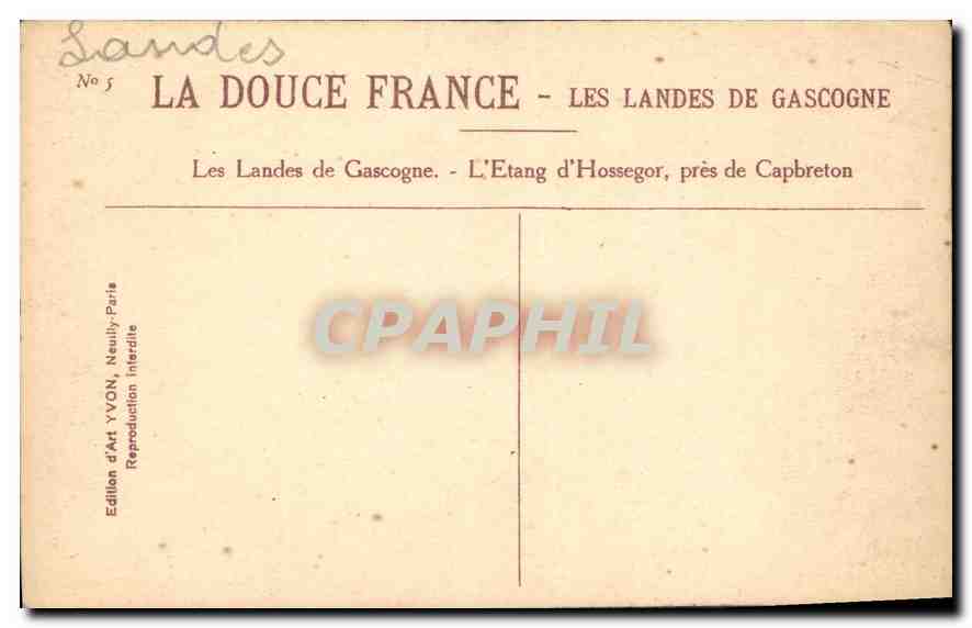 CPA Dans Les Landes de Gascogne l'Etang d'Hossegor pres de Capbreton  — Rückseite