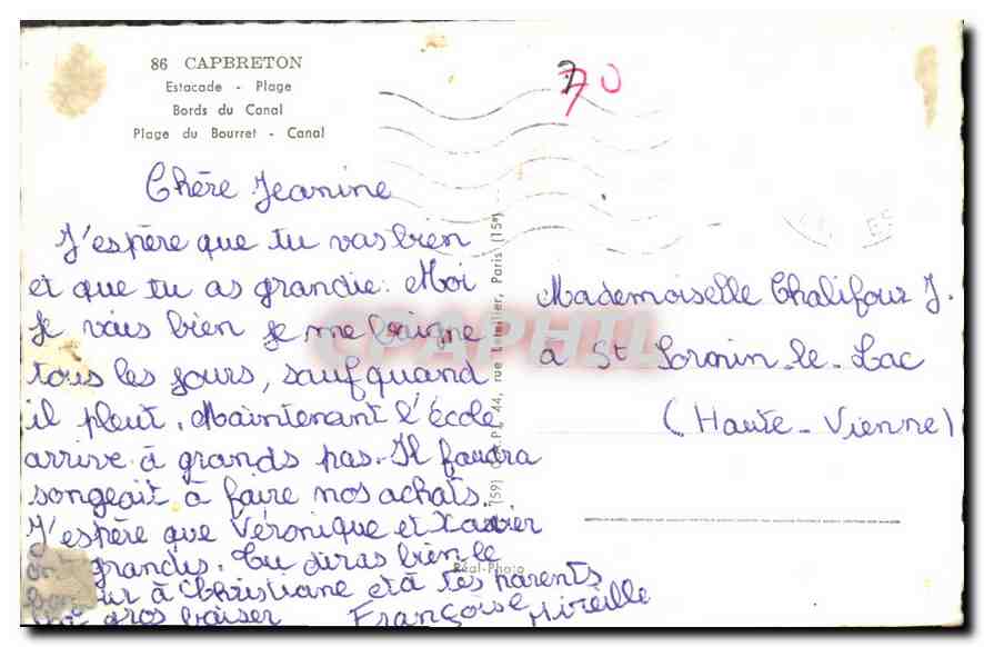 CPA Capbreton Estacade Plage Bords du Canal Plage du Bourret Canal  — Rückseite