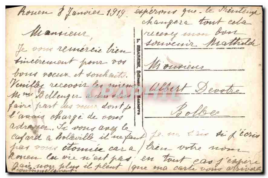 CPA Bonne Annee Femme — Rückseite