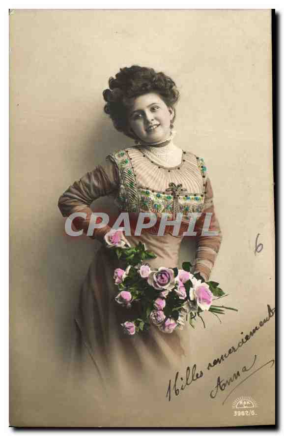 Jeune femme en robe ornée — carte postale commerciale — Annonciation, n°6