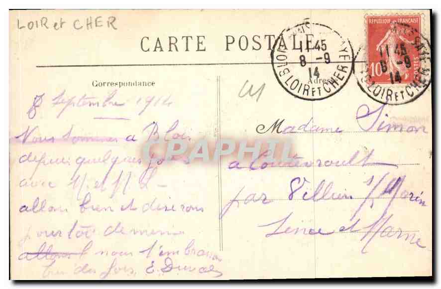 CPA Blois le Chateau  — Rückseite