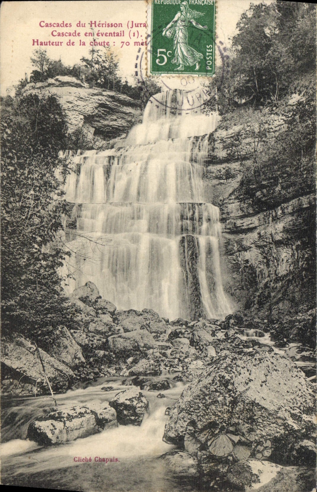 CPA Cascades du Herisson Jura Cascade en eventail 