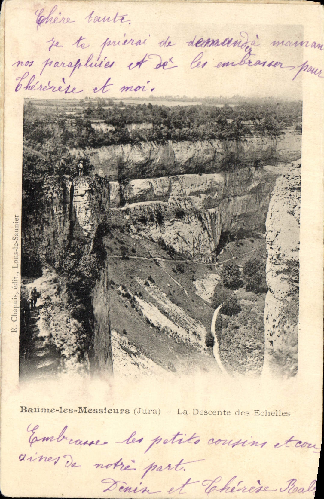 Baume-les-Messieurs (Jura) — La Descente des Echelles — R. Chapuis, édit. Lons-le-Saunier