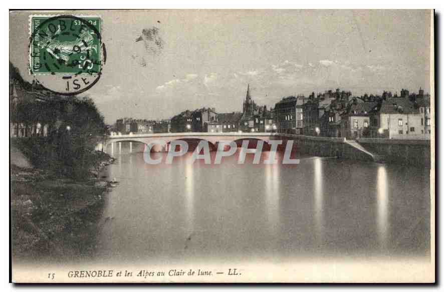 CPA Grenoble et les Alpes au Clair de Lune 