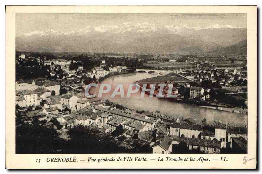CPA Grenoble Vue generale du l'Ile verte La Troncge et les Alpes 
