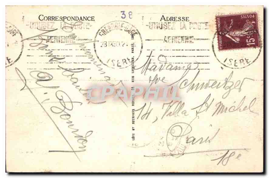 CPA Grenoble Vue generale du l'Ile verte La Troncge et les Alpes  — Rückseite