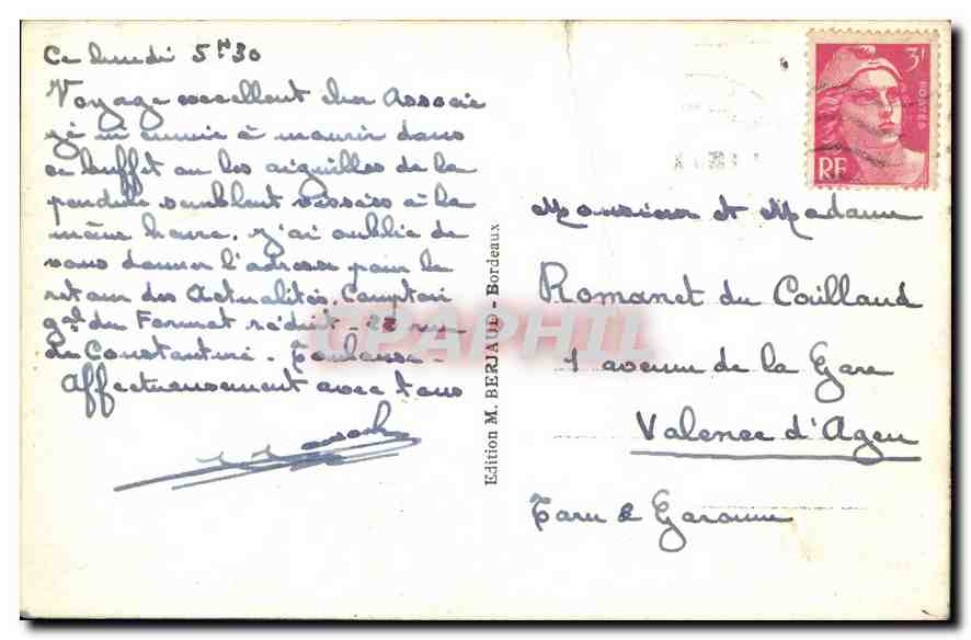 CPA Port Autonome de Bordeaux Bateau Duguay Trouin — Verso