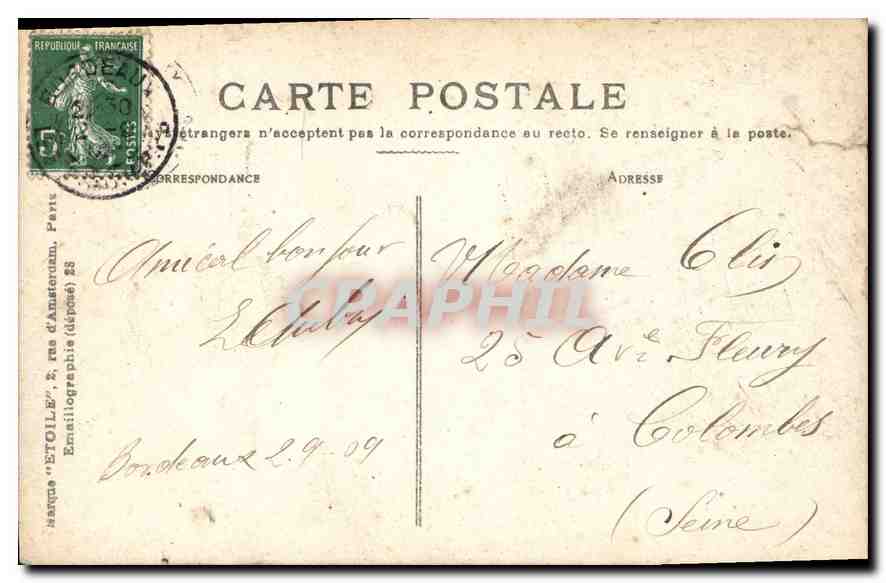 Bordeaux — Les Colonnes Rostrales — Éditeur 'Étoile' n°9 — Rückseite