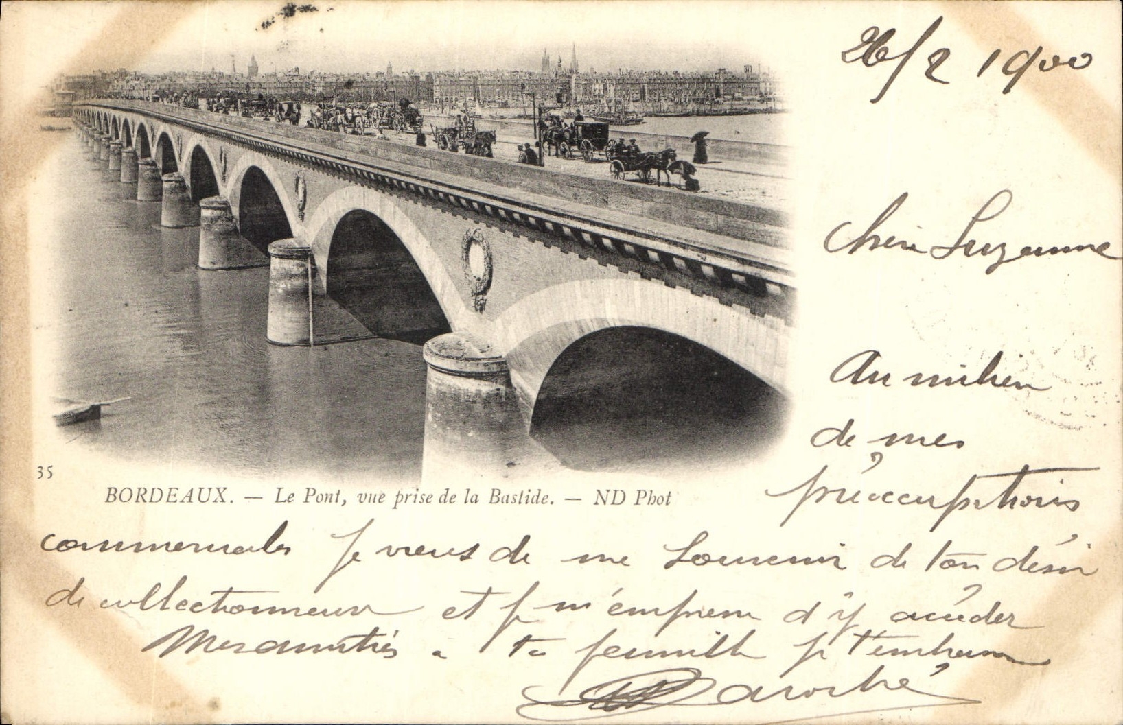 Bordeaux — Le Pont, vue prise de la Bastide — ND Phot