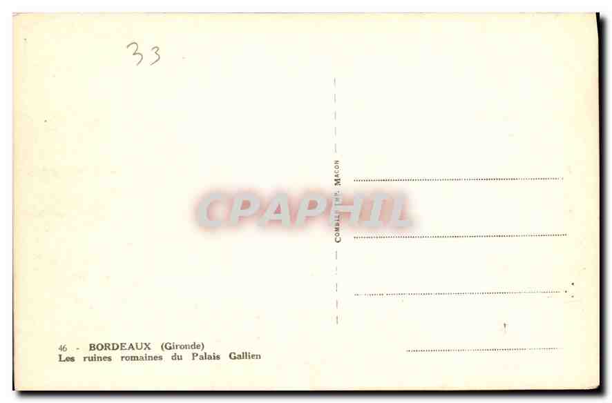 CPA Bordeaux Gironde les Ruinnes Romaines du Palais Gallien  — Verso