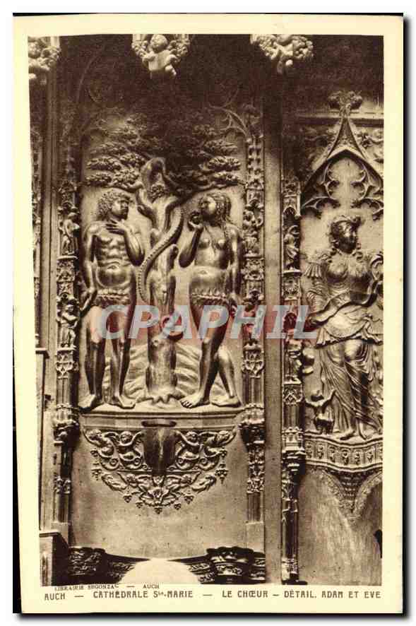 Auch — Cathédrale Sainte-Marie — Le Chœur — Détail Adam et Ève