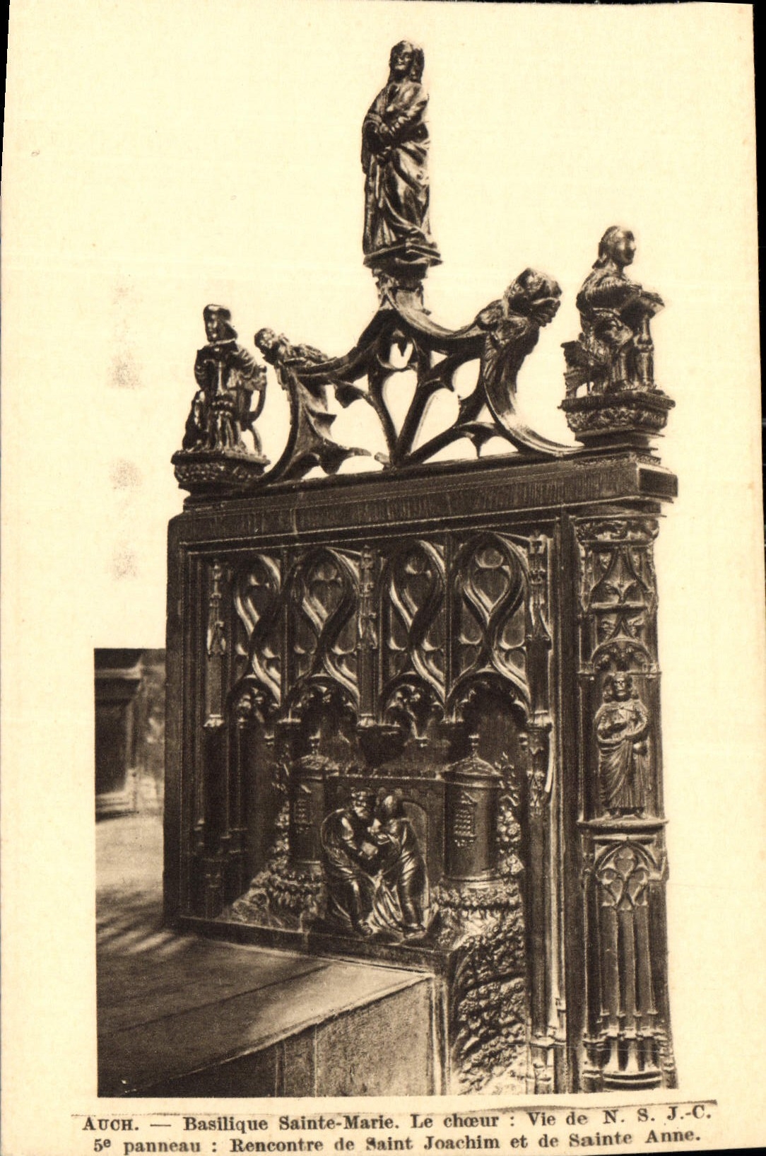 CPA Auch Basilique Sainte Marie Le Choeur Vie de NSJC  5 panneau Recontre de Saint Joachin et de Sai