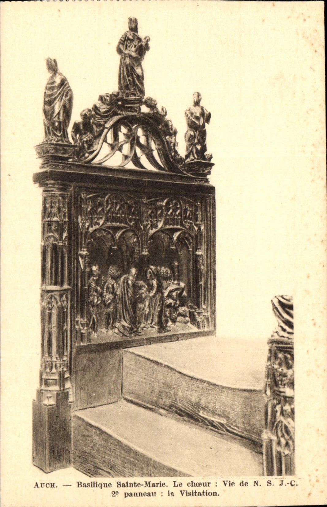 CPA Auch Basilique Sainte Marie Le Choeur Vie de NSJC 2 panneau la visitation 