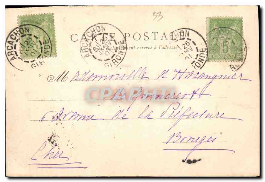 Arcachon — Le château Deganne et la plage — J. L. flot, dépôt — Achterkant