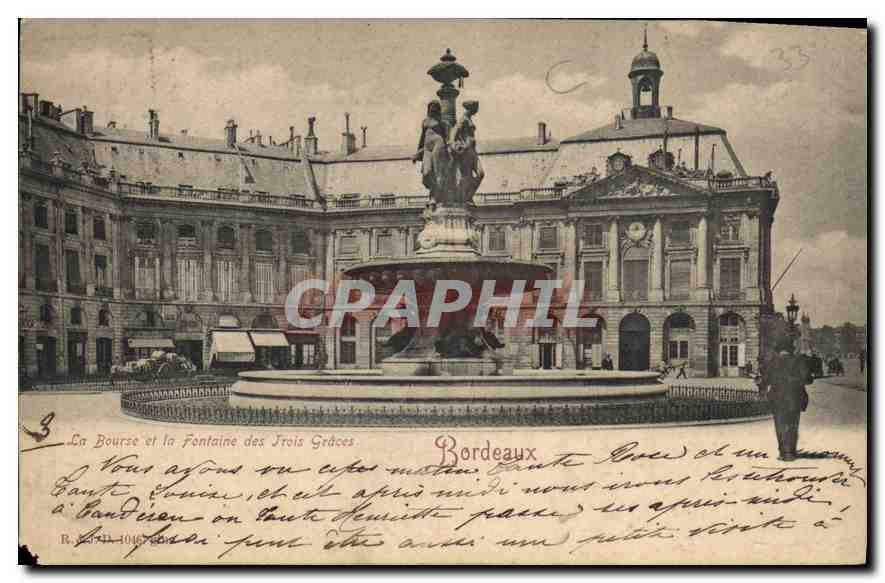 CPA Bordeaux La Bourse et la Fontaine des Trois Graces 