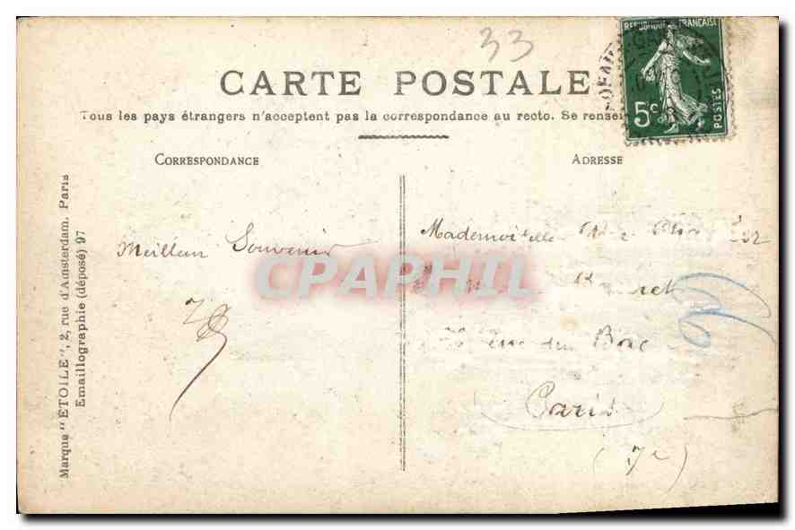 CPA Bordeaux l'Eglise du Sacre Coeur  — Verso