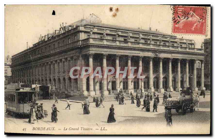 CPA Bordeaux Le Grand Theatre Tramway