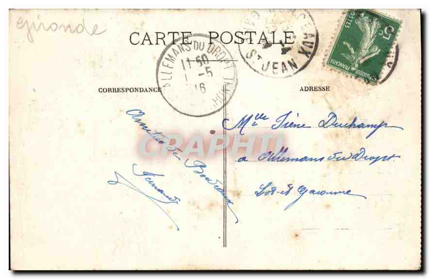 CPA Bordeaux Le Grand Theatre Municipal  — Verso