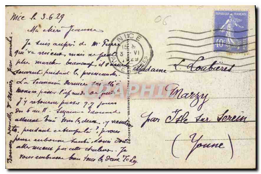 CPA Nice Vue Generale prise du Mont Boron  — Verso