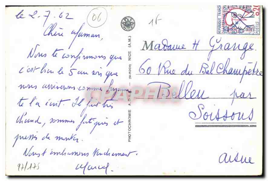 CPA Nice vue prise e Rauba Capeu un lour de Regates  — Verso