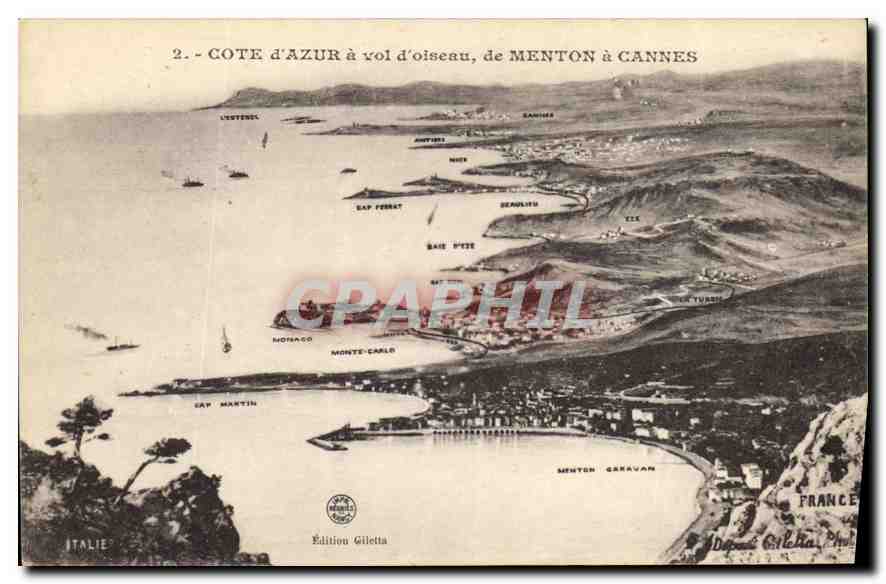 CPA Cote d'Azur a vol d'oiseau de Menton a Cannes 