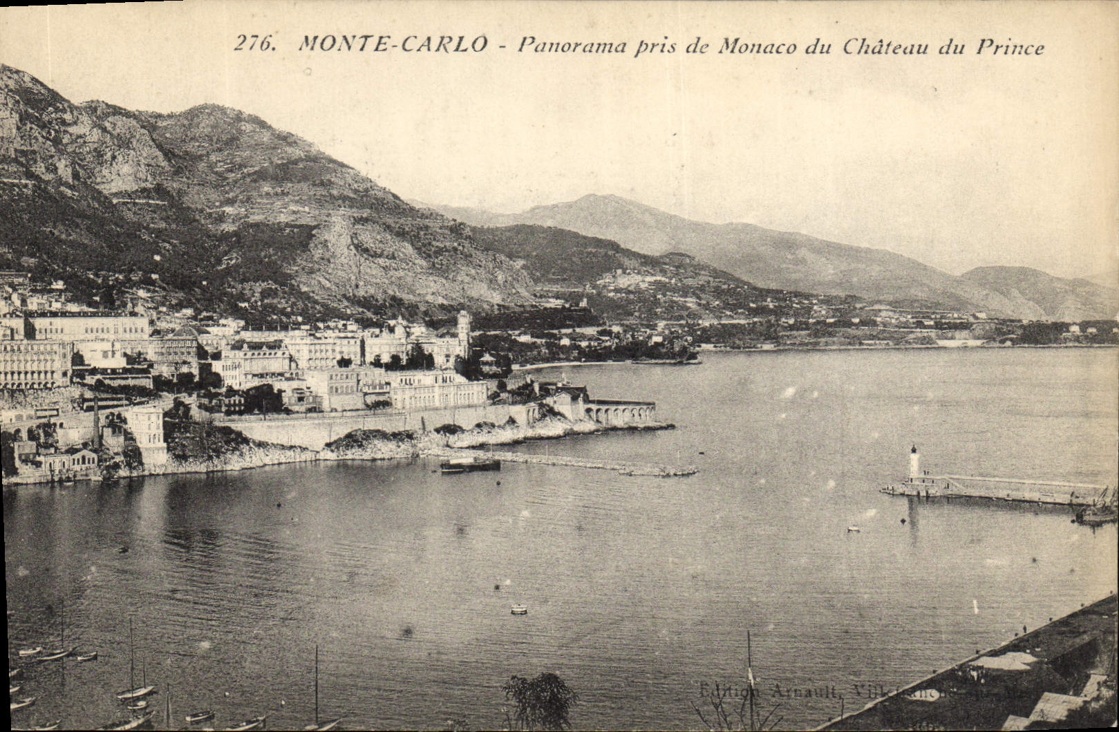 Monte-Carlo - Panorama pris de Monaco du Château du Prince — Édition Arnault, Villefranche