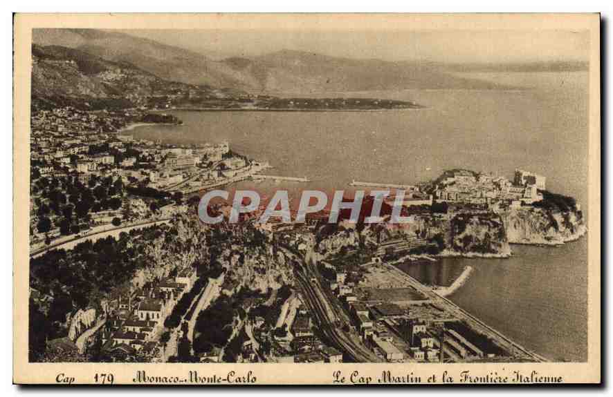 CPA Monaco Monte Carlo Le Cap Marlin et la Frontiere Italienne 