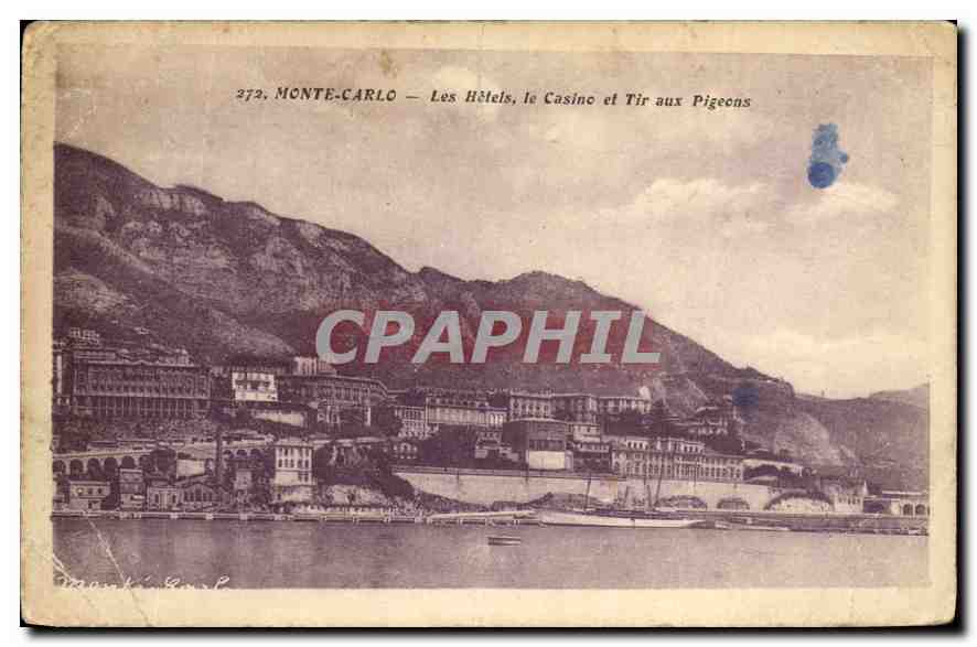 CPA Monte Carlo Les Hotels le Casino et Tie aux Pigeons 