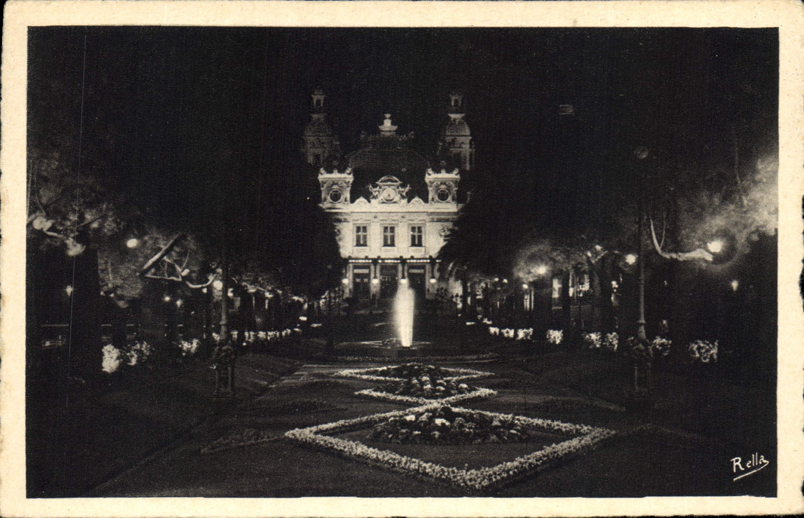 Monte-Carlo la nuit — Le Casino et les Jardins — Rella