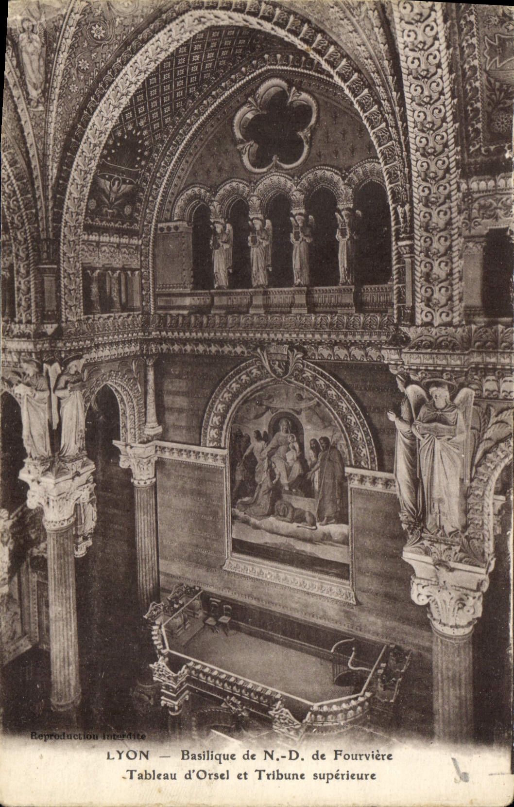 CPA Lyon Basilique de N D de Fourviere Tableau d'Orsel et Tribune superieure 