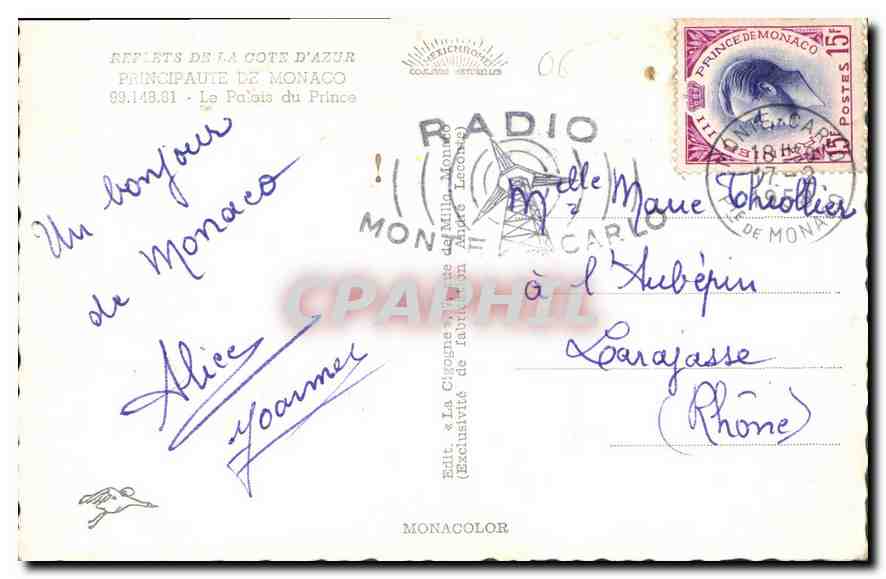 La Cigogne — Palais du Prince — Monacolor — Verso