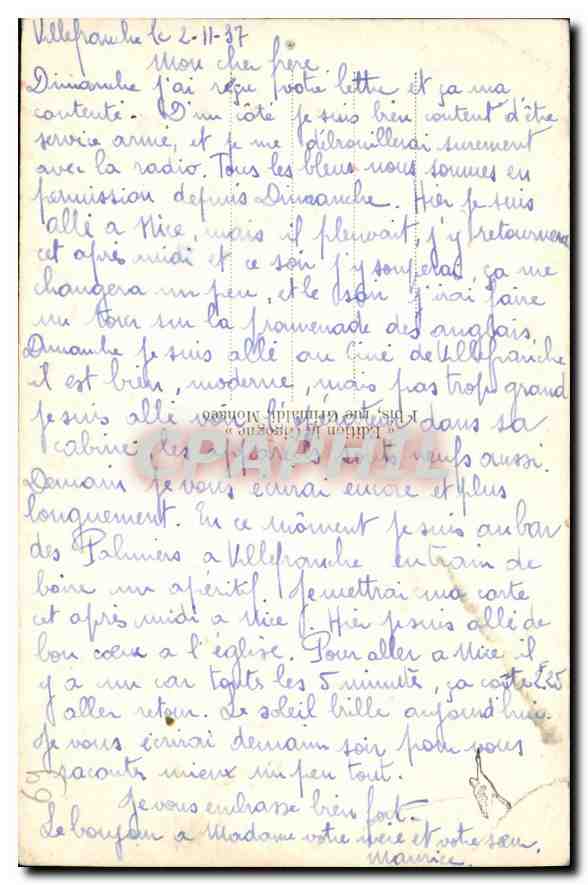 Villefranche-sur-Mer — La Rue de l'Église — Éditeur : Imprimerie de Villefranche — Verso