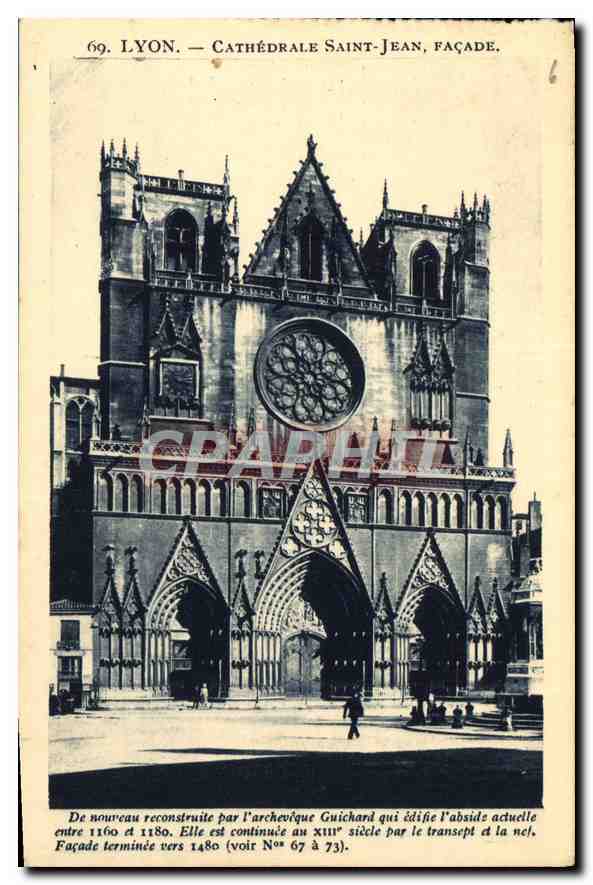 Lyon — Cathédrale Saint-Jean, façade — X. Coutagry, édit., Lyon