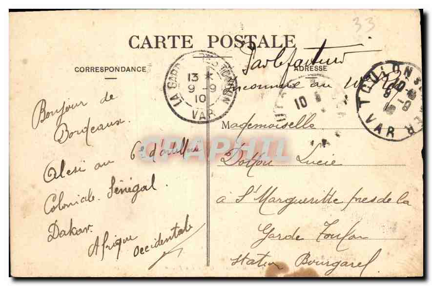 CPA Bordeaux la Rade  — Verso