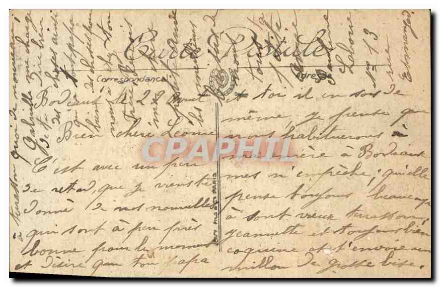 CPA Bordeaux Gironde  — Verso