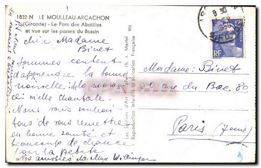 Le Porc des Abatilles — vue sur les passes du Bassin — Les Éditions d'Art, Paris — Rückseite